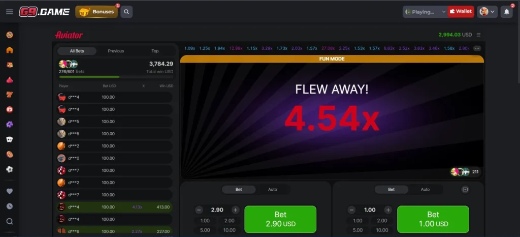 Game play screen showing prediction options and prize info
