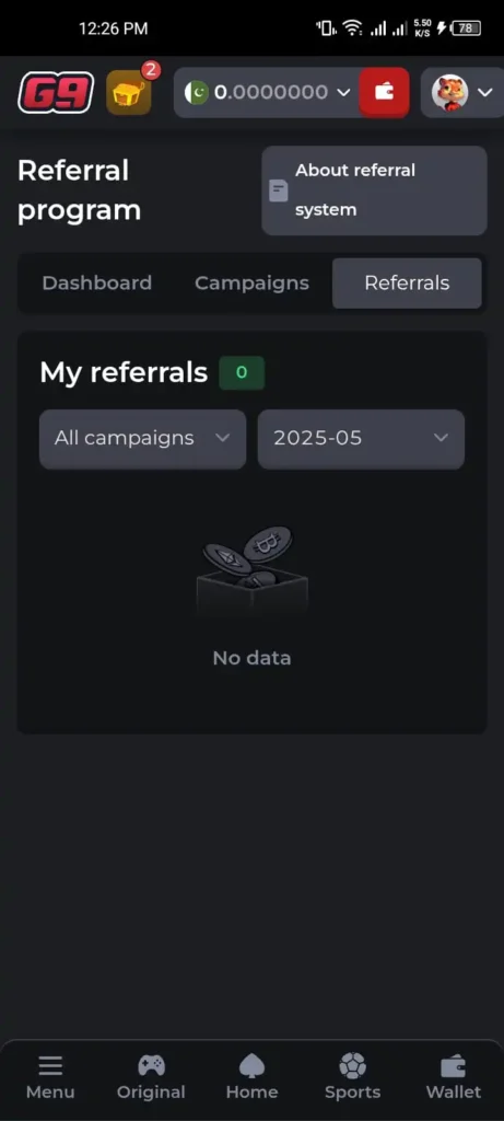 Refer and Earn Number of Referal you invited show here.